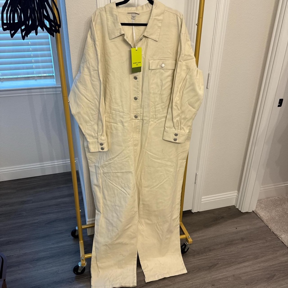 Target Cream Button-Down Jumpsuit
